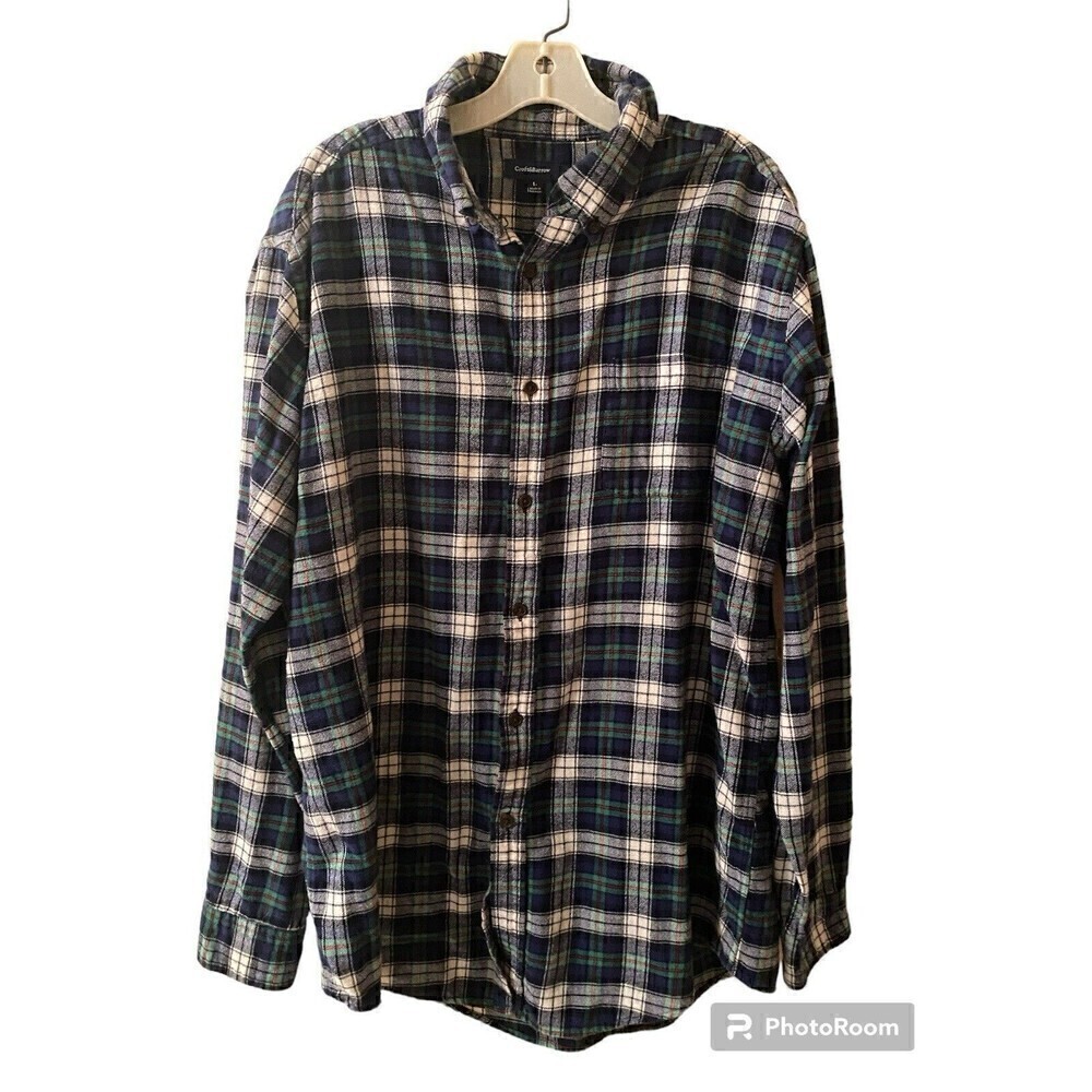 Croft&Barrow Green&Blue Men's Flannel Button-Down Shirt. Sz.L
